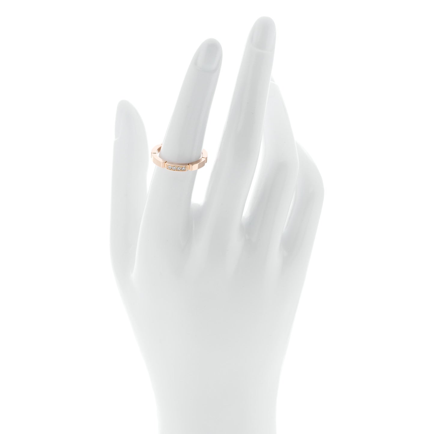 18K Pink Gold Diamond Maillon Panthere Wedding Band Ring 53 6.5