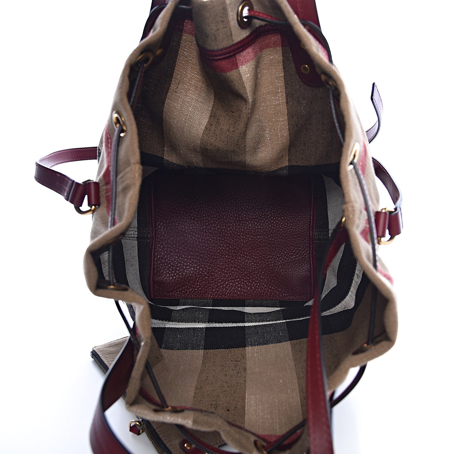 Grainy Calfskin Mega Check Tassel Heston Tote Burgundy Red
