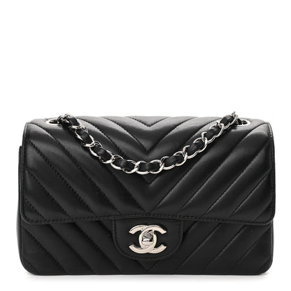 Chanel Lambskin Chevron Quilted Mini Rectangular Flap Black 1 of 11