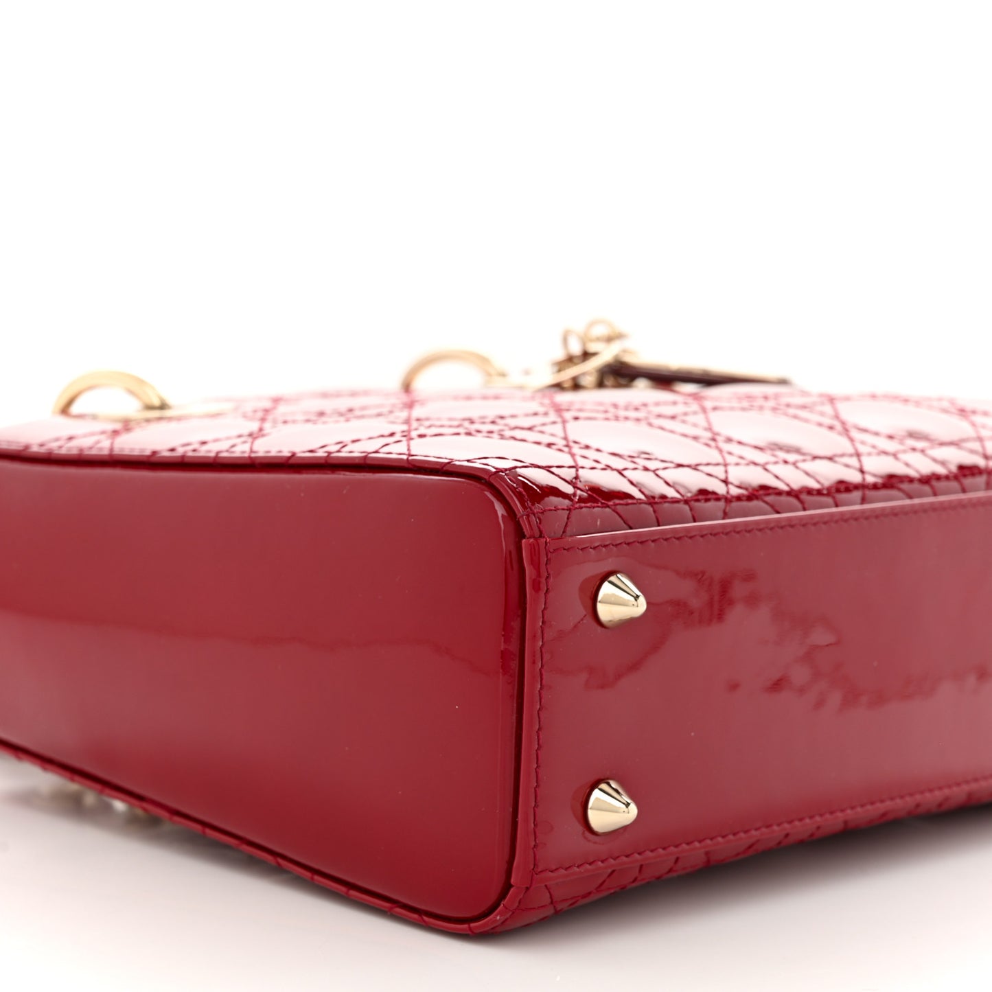 Patent Cannage Small Lady Dior Cherry Red