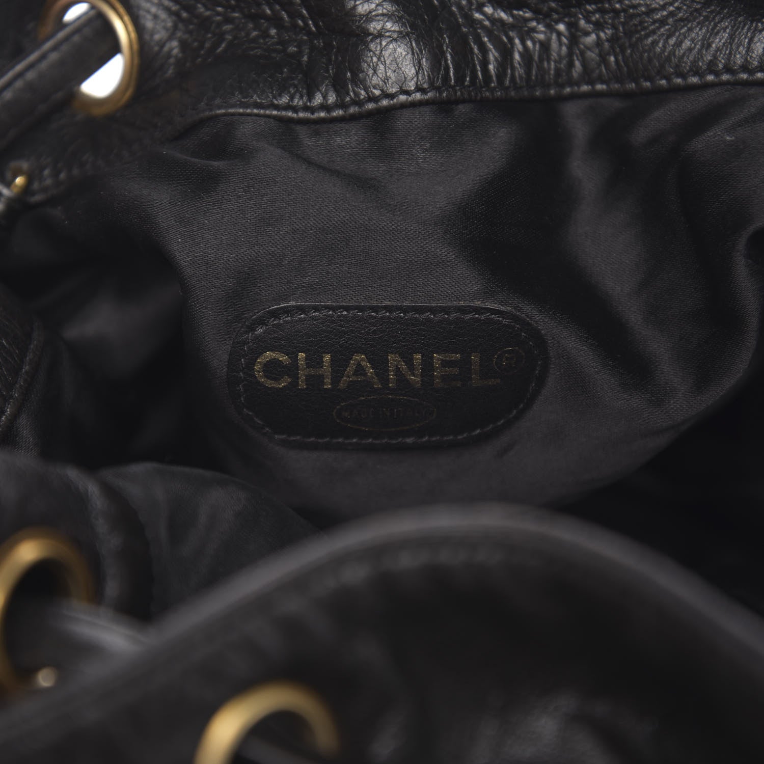 Chanel Lambskin CC Stitched Drawstring Bucket Bag Black 6 of 13
