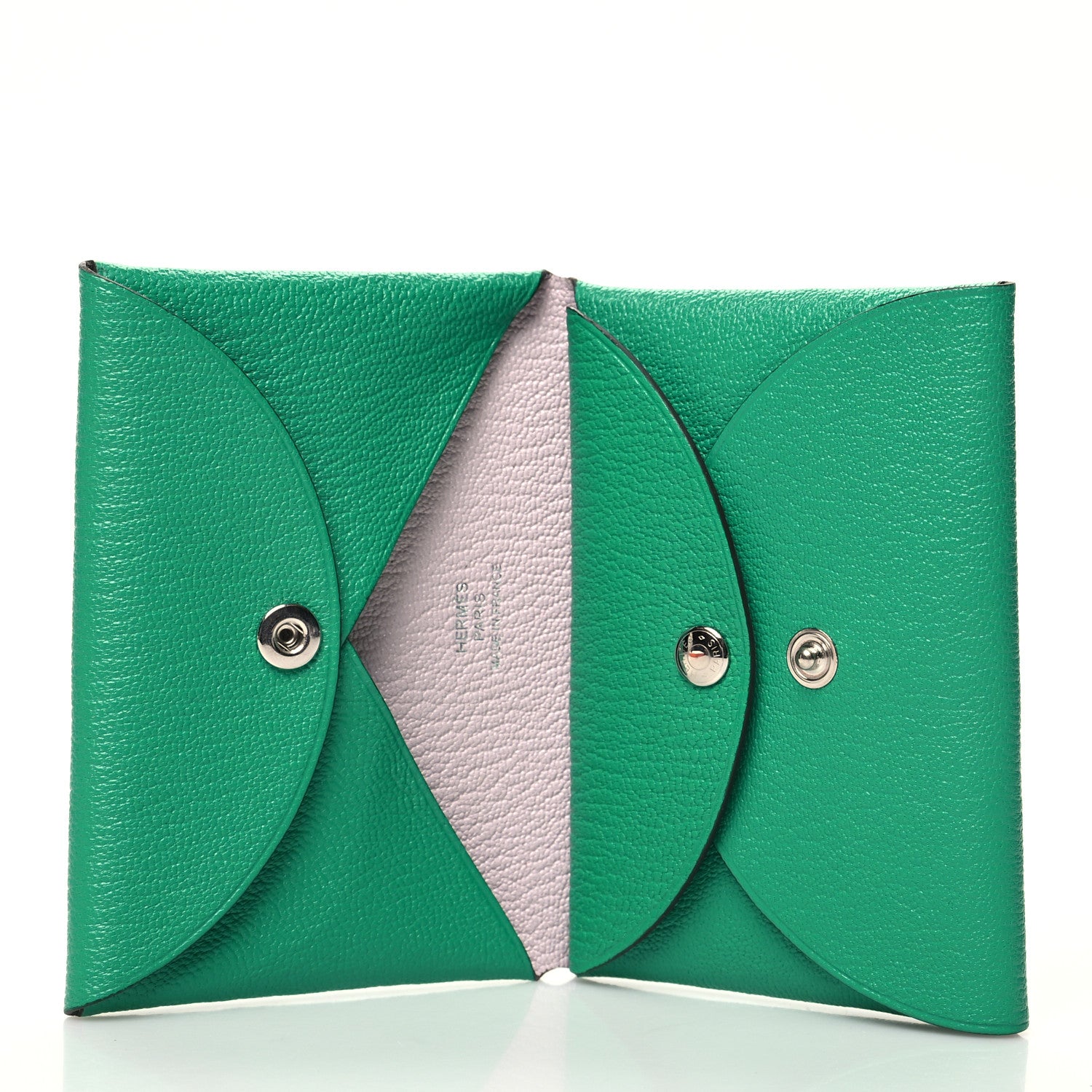 Hermes Chevre Mysore Verso Calvi Duo Card Case Menthe Rose Sakura 5 of 12