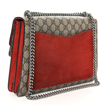 Gucci GG Supreme Monogram Suede Cudu Medium Dionysus Shoulder Bag Beige Ebony Vulcanic Red 3 of 11
