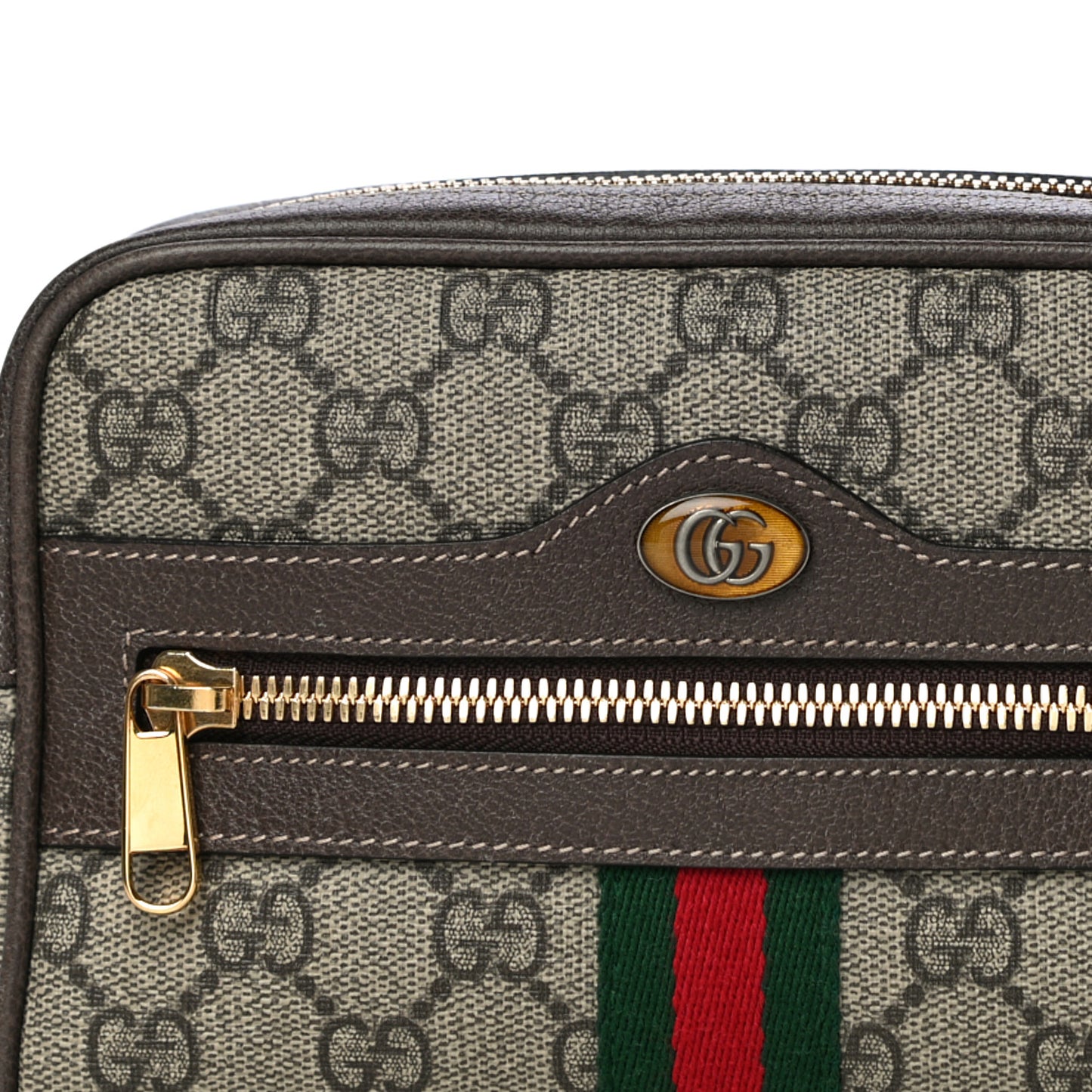 GG Supreme Monogram Web Small Ophidia Belt Bag 85 34 Dark Brown