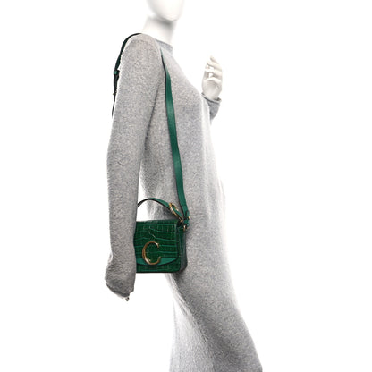 Chloe Calfskin Crocodile Embossed Mini C Double Carry Woodsy Green 2 of 10