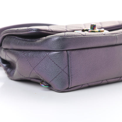 Chanel Iridescent Goatskin Quilted Small Double Carry Waist Chain Flap Purple 9 of 11
