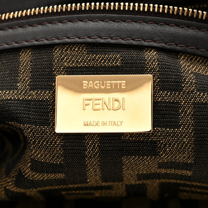 Fendi Fabric Jacquard FF 1974 Medium Baguette Tobacco Moro Black 6 of 10