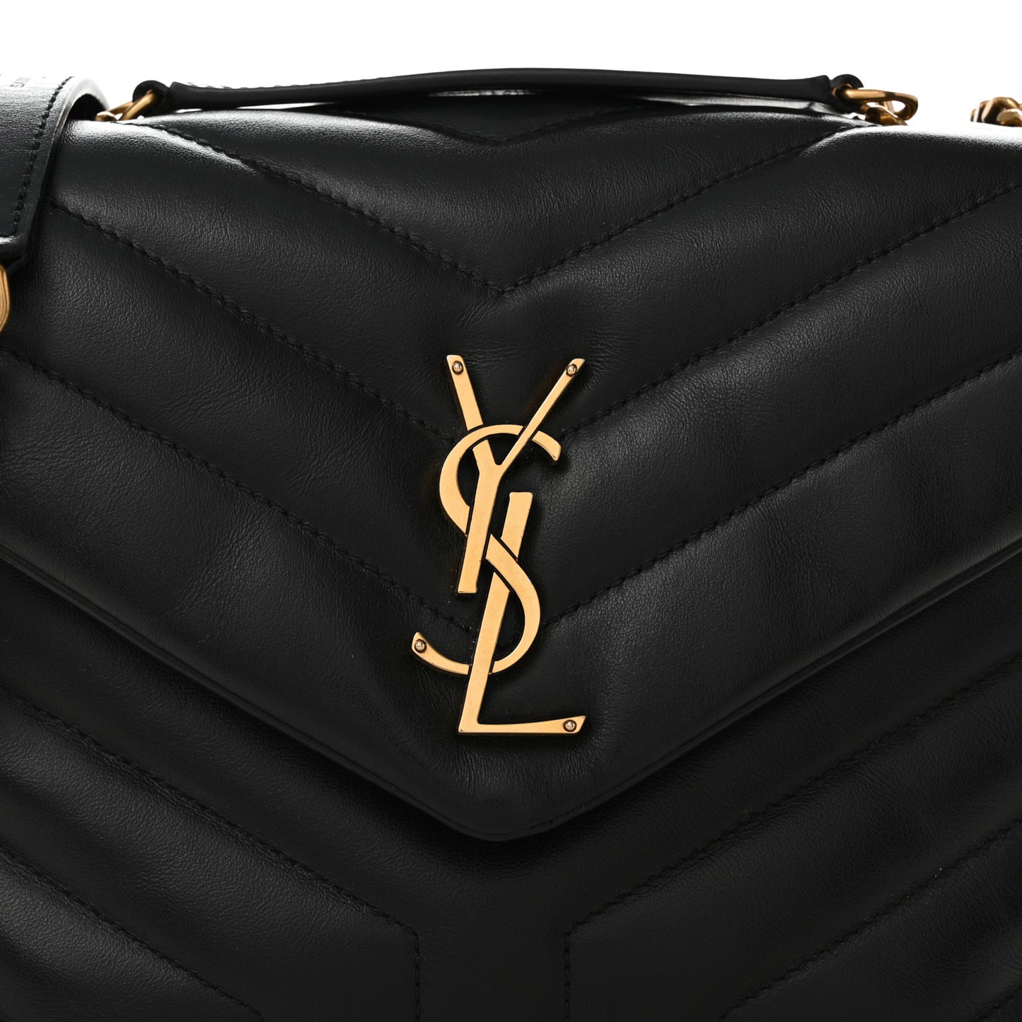 Calfskin Y Quilted Monogram Small Loulou Chain Satchel Black