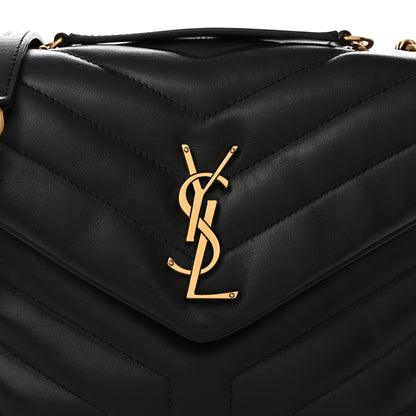 Saint Laurent Calfskin Y Quilted Monogram Small Loulou Chain Satchel Black 9 of 11