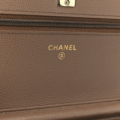 Chanel Caviar Quilted CC Turnlock Wallet On Chain WOC Brown 6 of 11