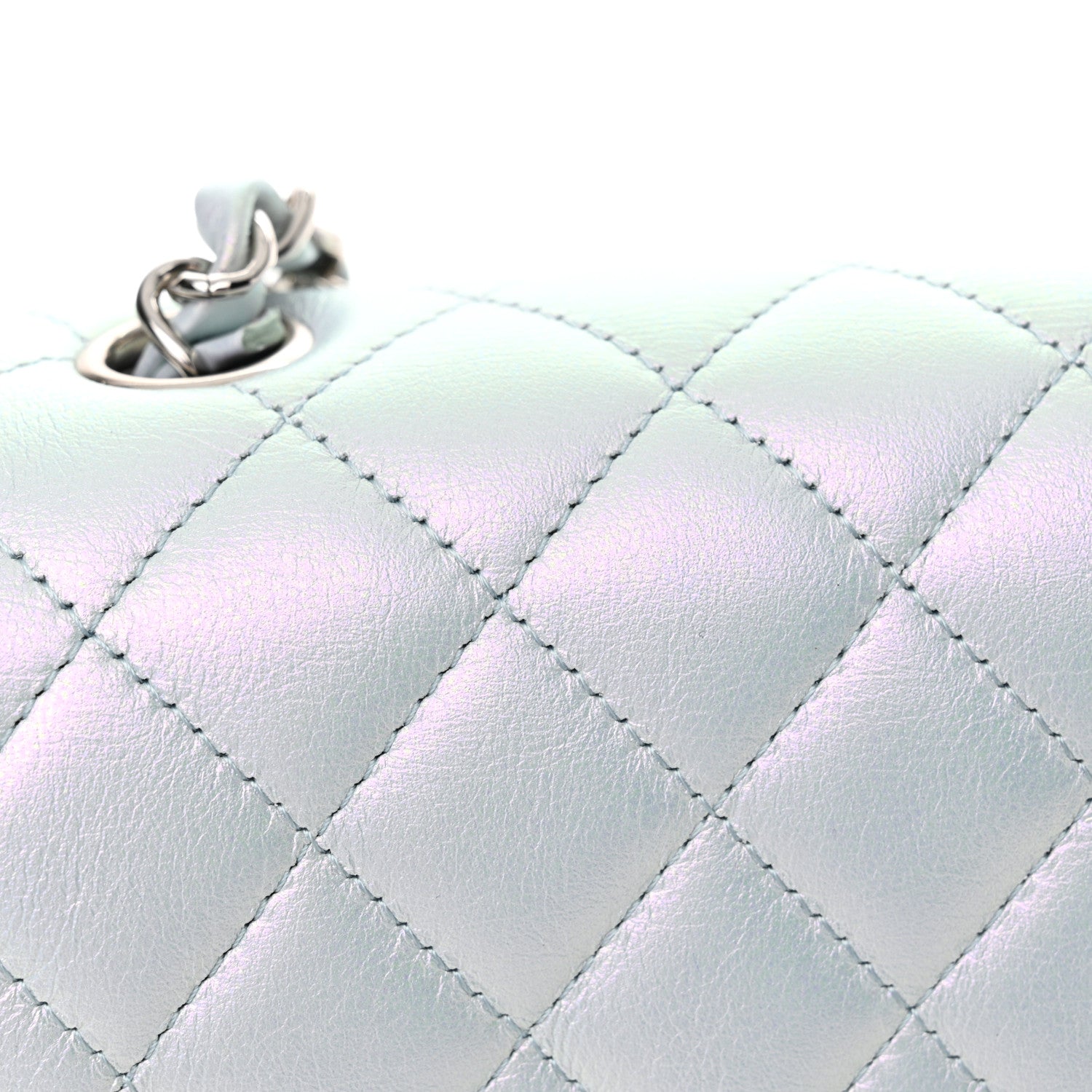 Chanel Iridescent Calfskin Quilted Mini Rectangular Flap Light Blue 11 of 11