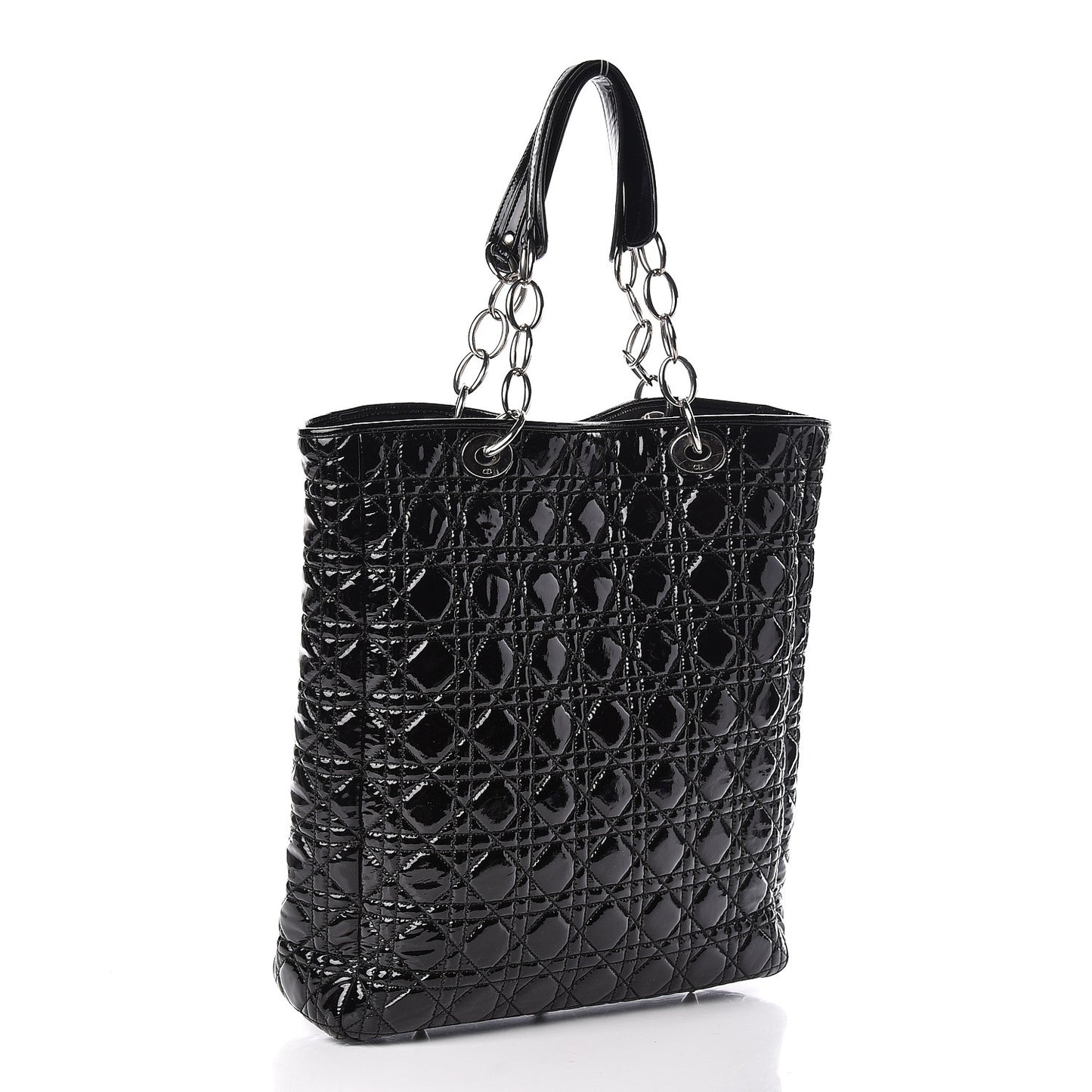 Patent Cannage Dior Soft Shopping Tote Black