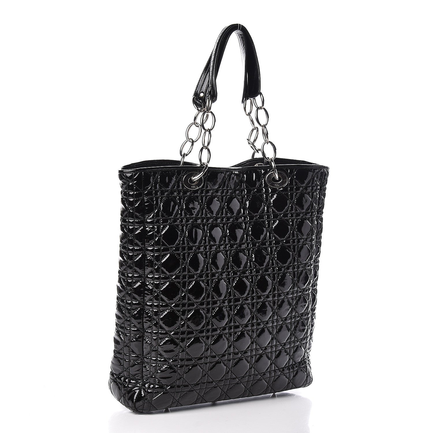 Christian Dior Patent Cannage Dior Soft Shopping Tote Black 3 of 10