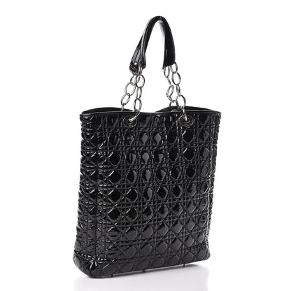 Christian Dior Patent Cannage Dior Soft Shopping Tote Black 3 of 10