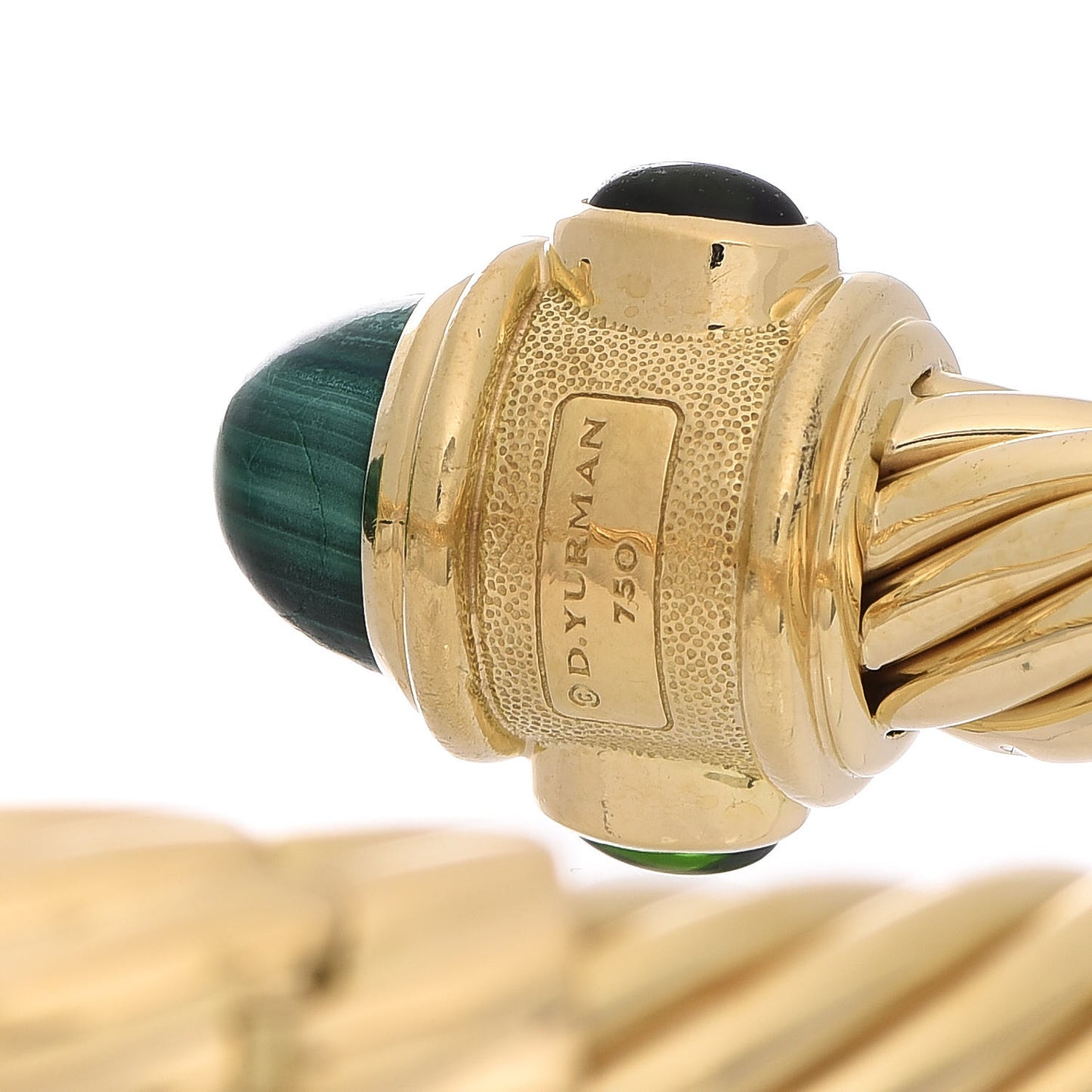 18K Yellow Gold Malachite Chrome Diopside 10mm Renaissance Cable Bracelet
