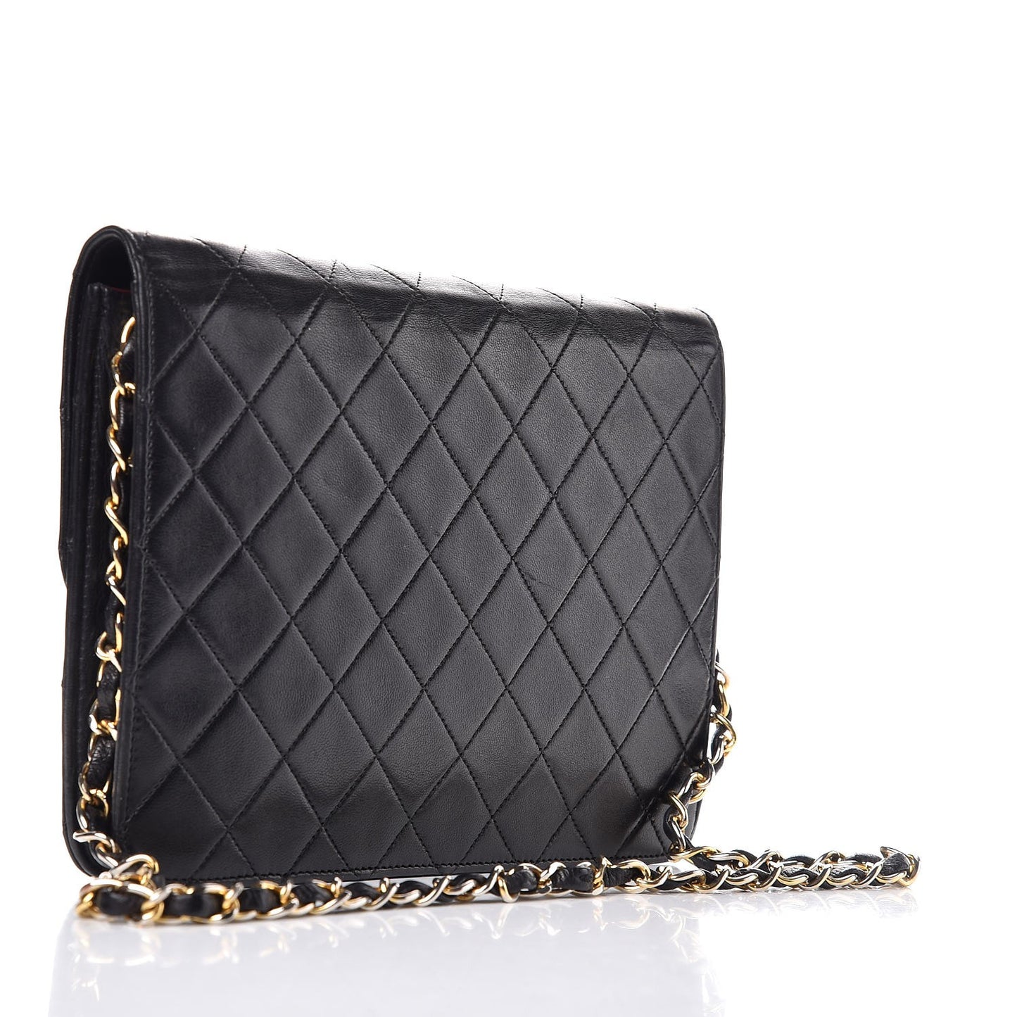Lambskin Quilted Small Single Flap Black