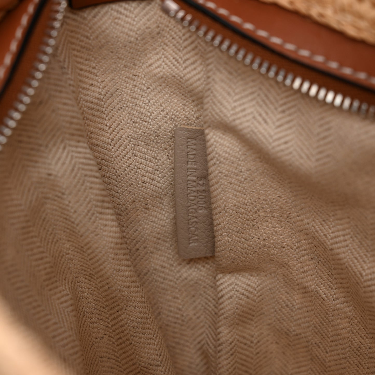 Calfskin Raffia Slit Pochette Bag Natural Tan