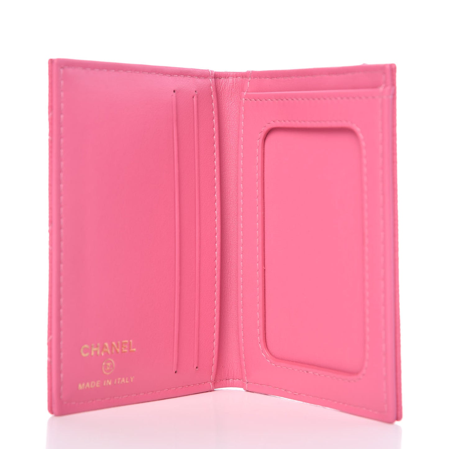 Caviar Quilted Card Holder Wallet Pink