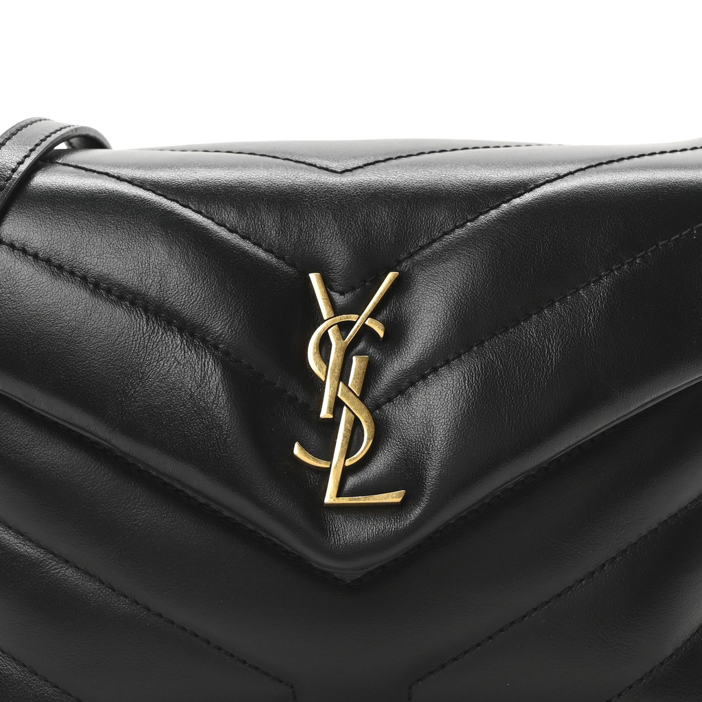 Calfskin Y Quilted Monogram Toy Loulou Crossbody Bag Black