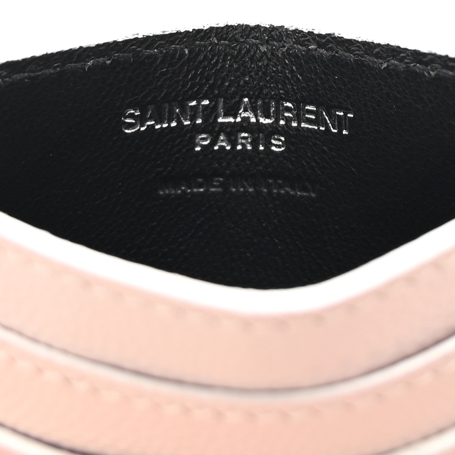 Saint Laurent Grain De Poudre Monogram Credit Card Case Rose 6 of 8