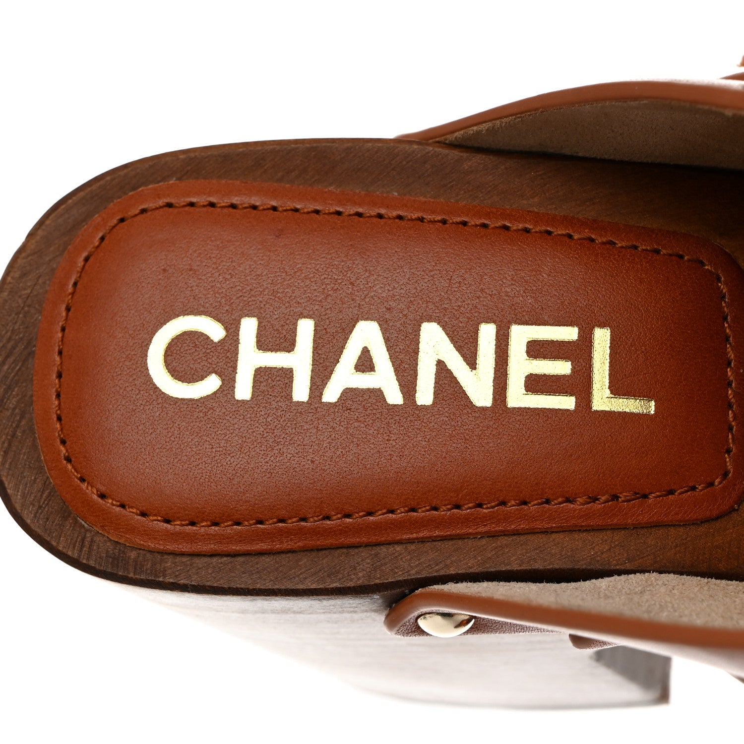 Chanel Calfskin Camellia Clogs 37 Brown 6 of 9