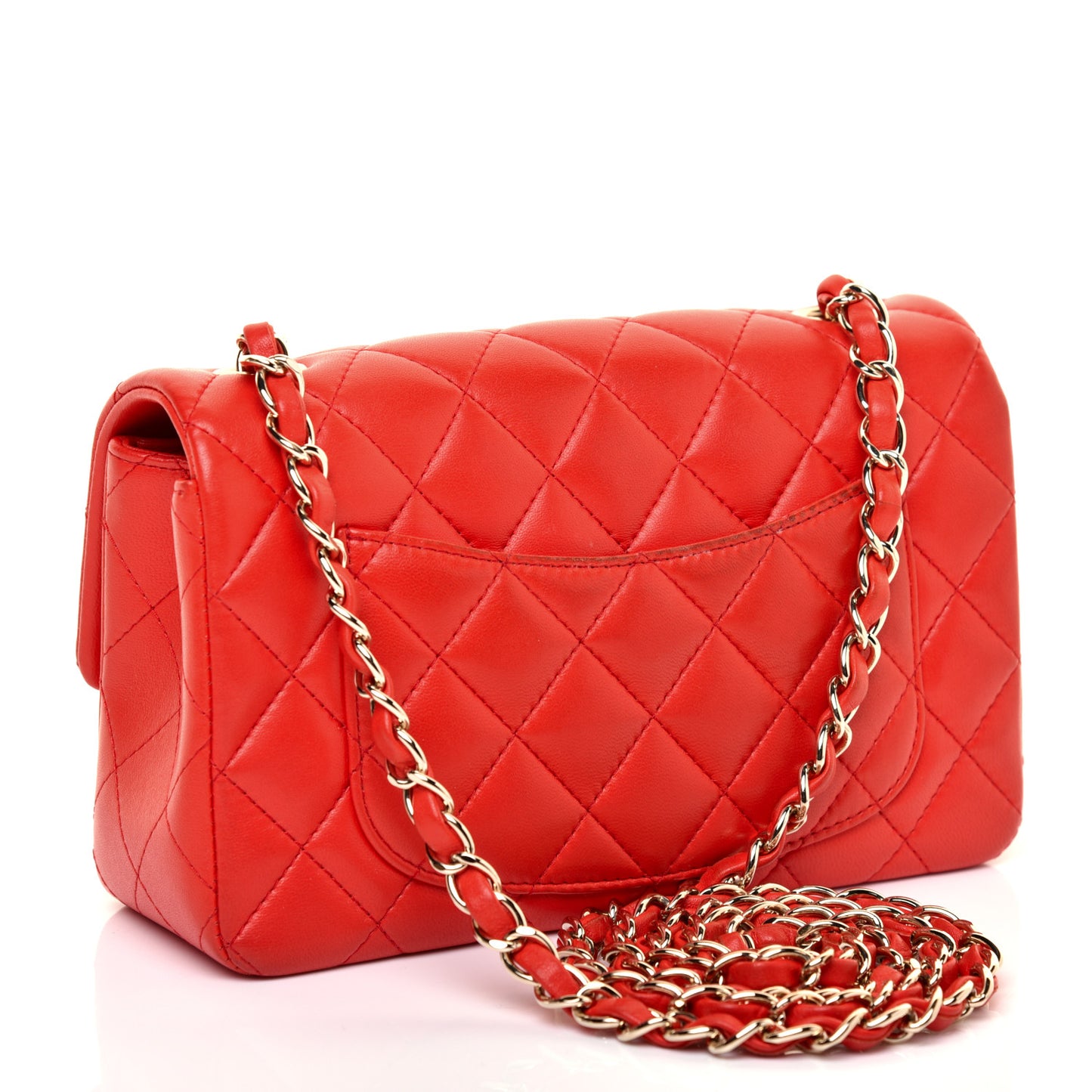 Lambskin Quilted Mini Rectangular Flap Red