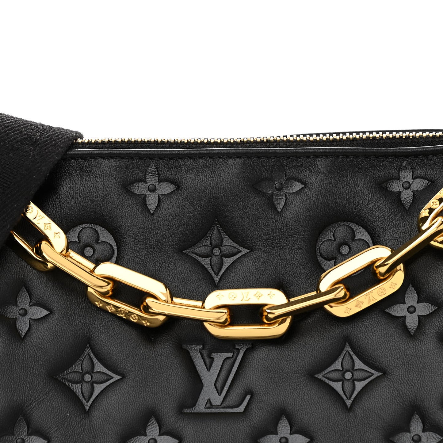 Lambskin Embossed Monogram Coussin PM Black
