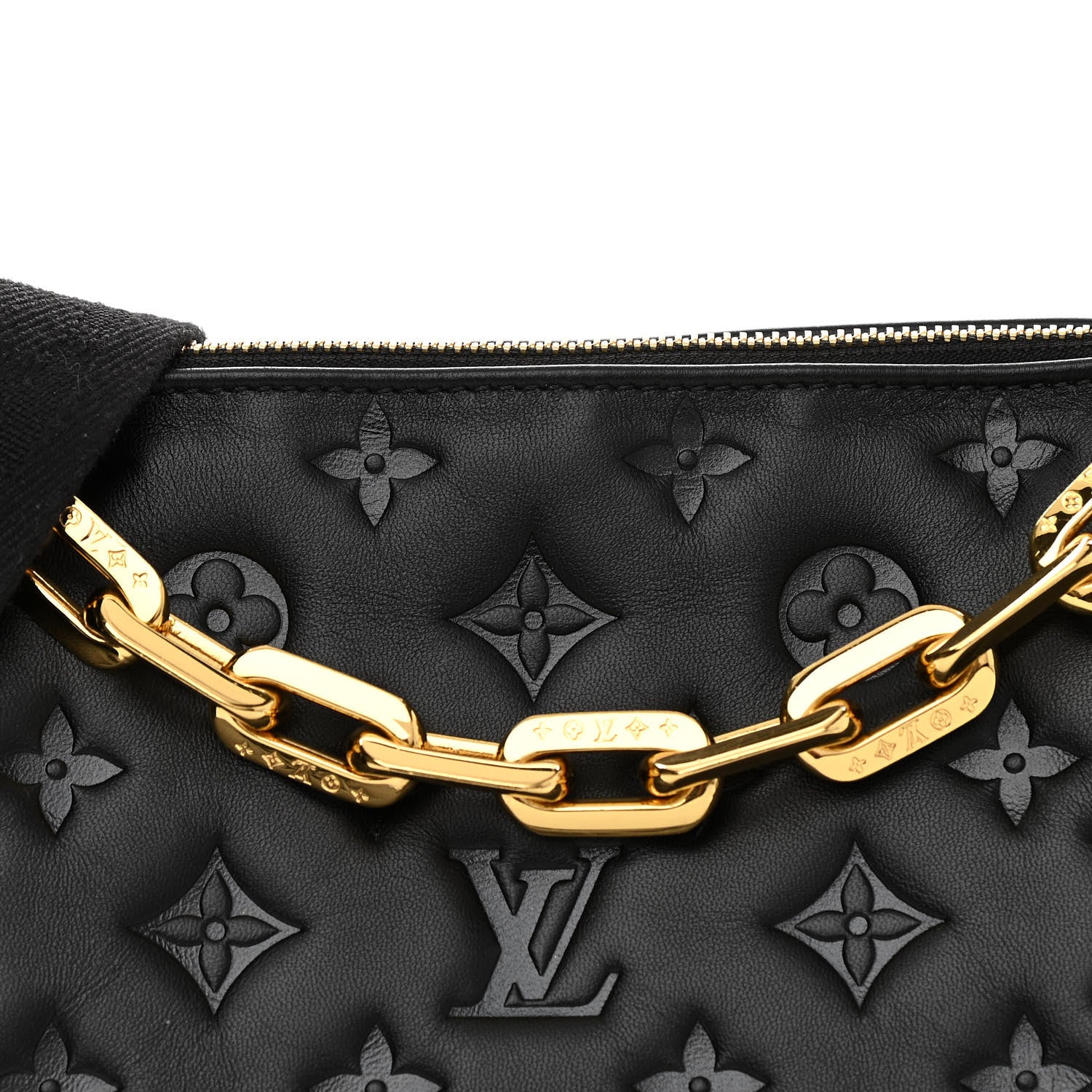 Louis Vuitton Lambskin Embossed Monogram Coussin PM Black 7 of 10