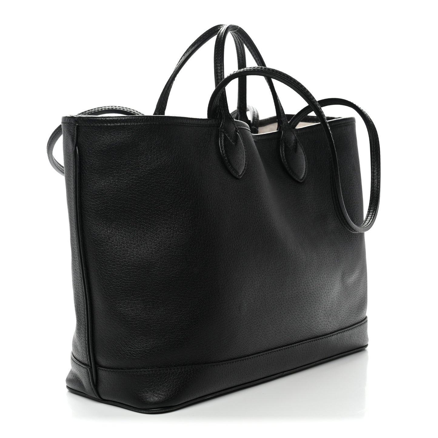 Textured Dollar Calfskin Medium Ophidia Shoulder Tote Bag Black