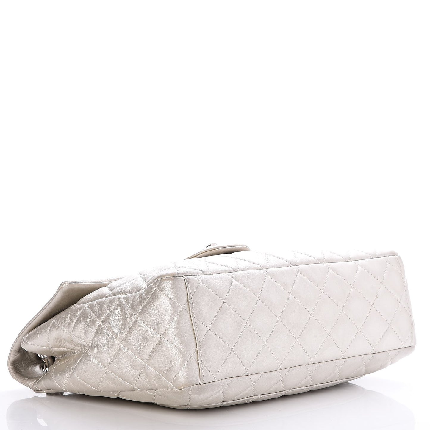 Metallic Lambskin Quilted Maxi Single Flap Silver