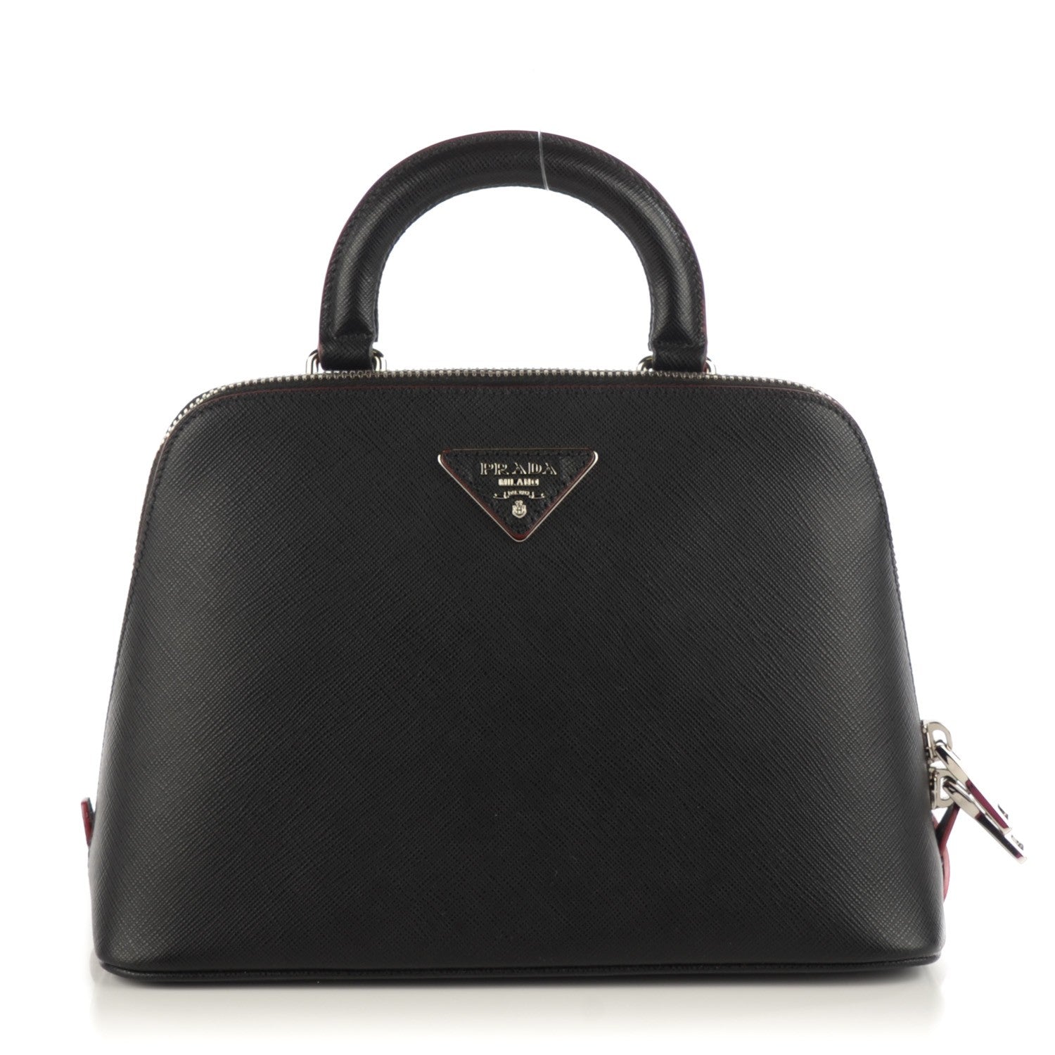 Prada Saffiano Lux Promenade Backpack Black Rosso 1 of 8