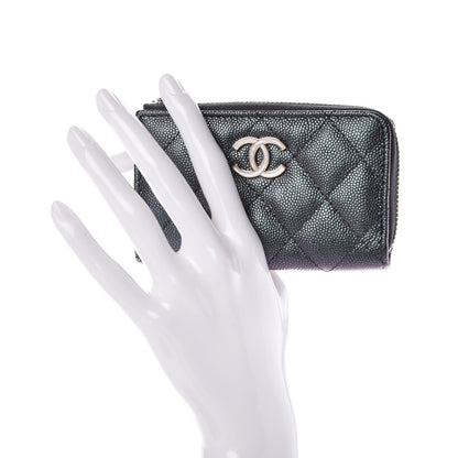 Chanel Iridescent Caviar Quilted Zipped Key Holder Case Black 2 of 8