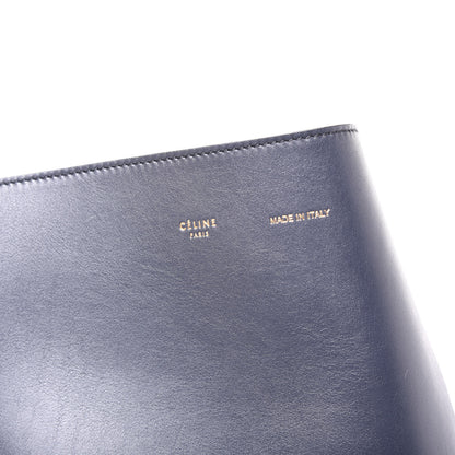 Celine Shiny Smooth Calfskin Shearling Small Twisted Cabas Light Khaki Navy 7 of 9