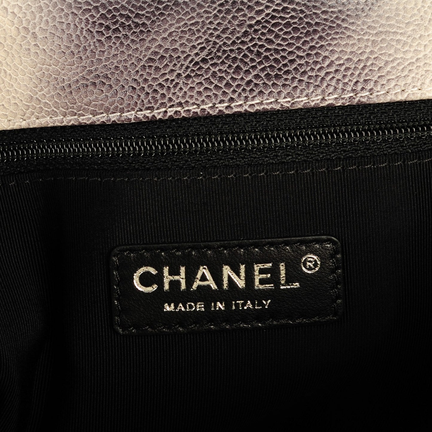 Caviar Quilted Large Ombre Single Flap Grey