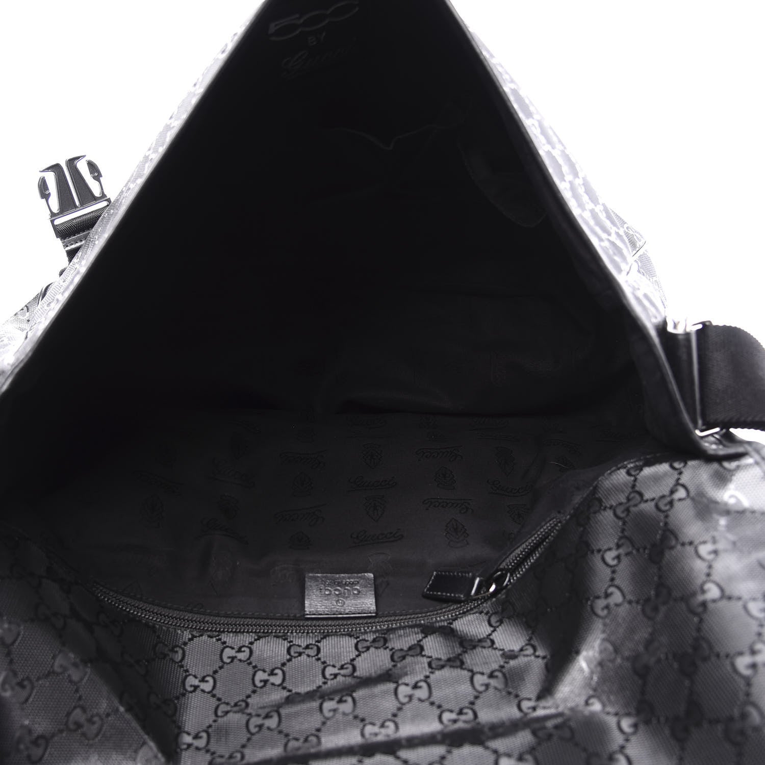 Gucci Imprime Monogram Medium Web 500 by Gucci Double Buckle Flap Messenger Bag Black 4 of 14