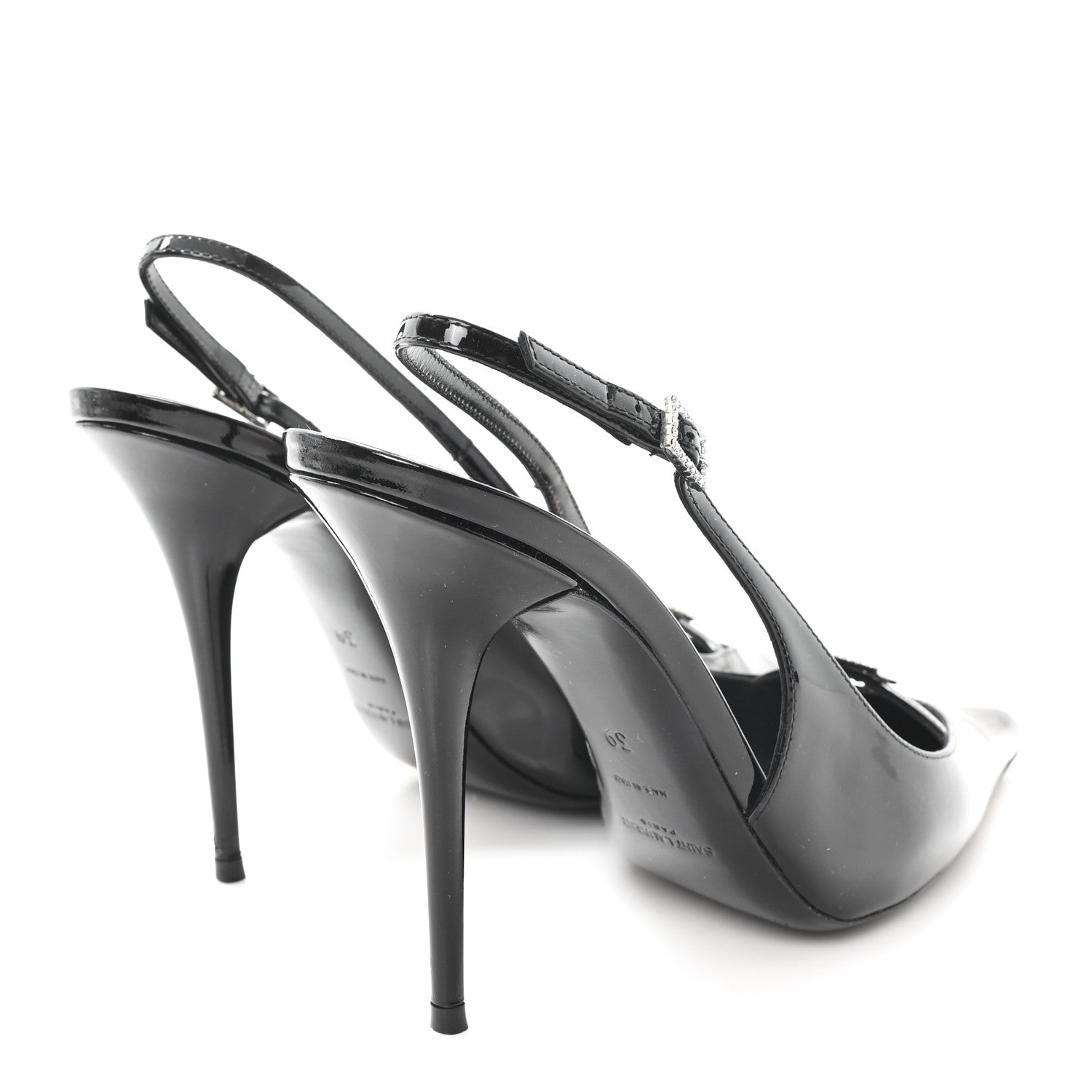 Saint Laurent Vernice 100 Slingback Luna Pumps 39 Black 5 of 10