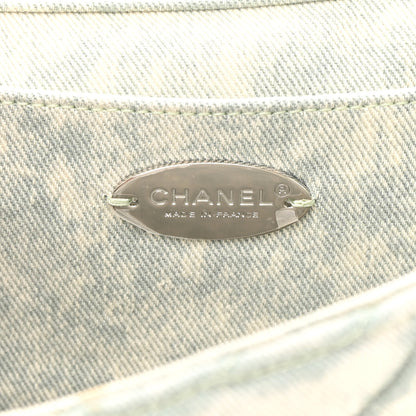 Chanel Denim Embossed CC Logo Print Jumbo Single Flap Blue 6 of 13