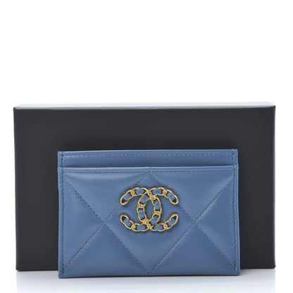 Chanel Lambskin Quilted Chanel 19 Card Holder Blue 9 of 9