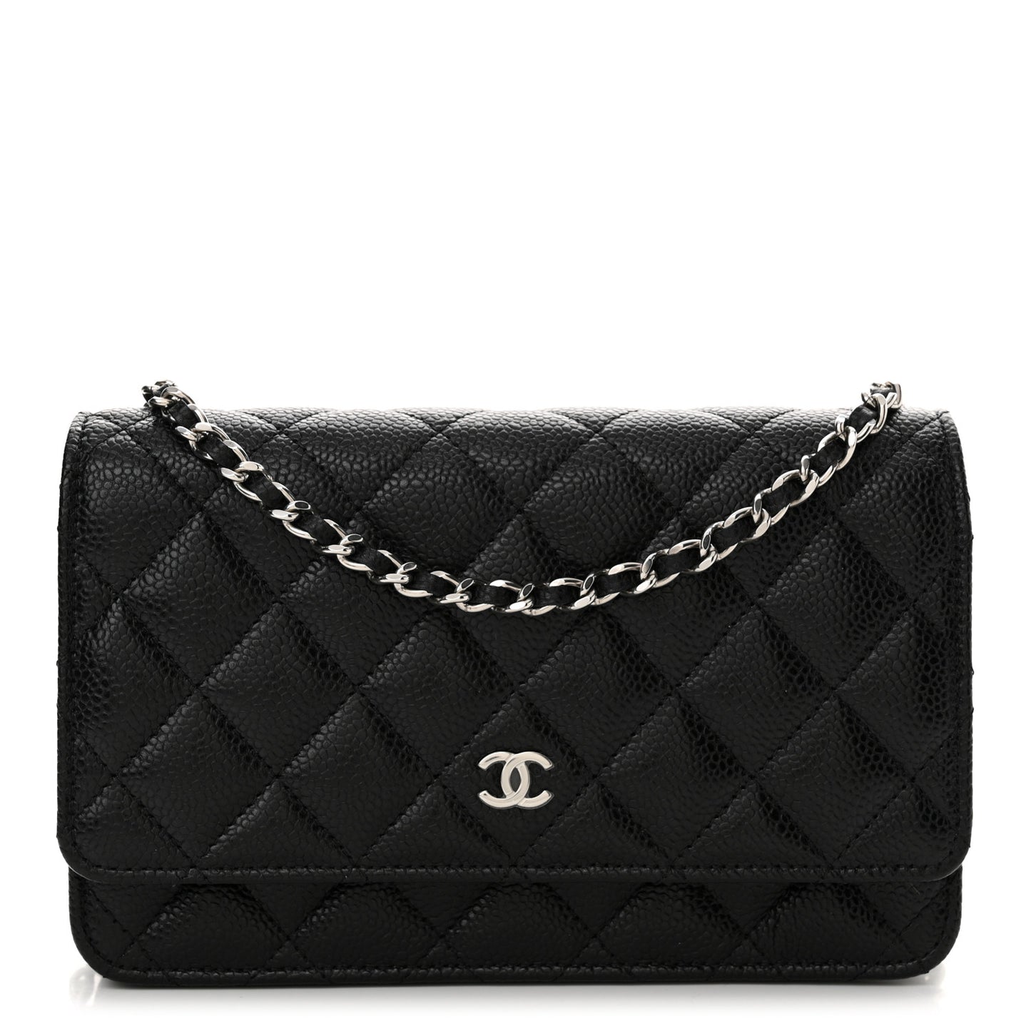 Caviar Quilted Wallet on Chain WOC Black