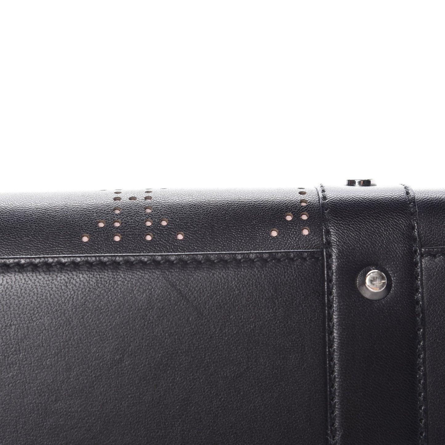Calfskin Cannage Perforated Small Lady Dior East West Black