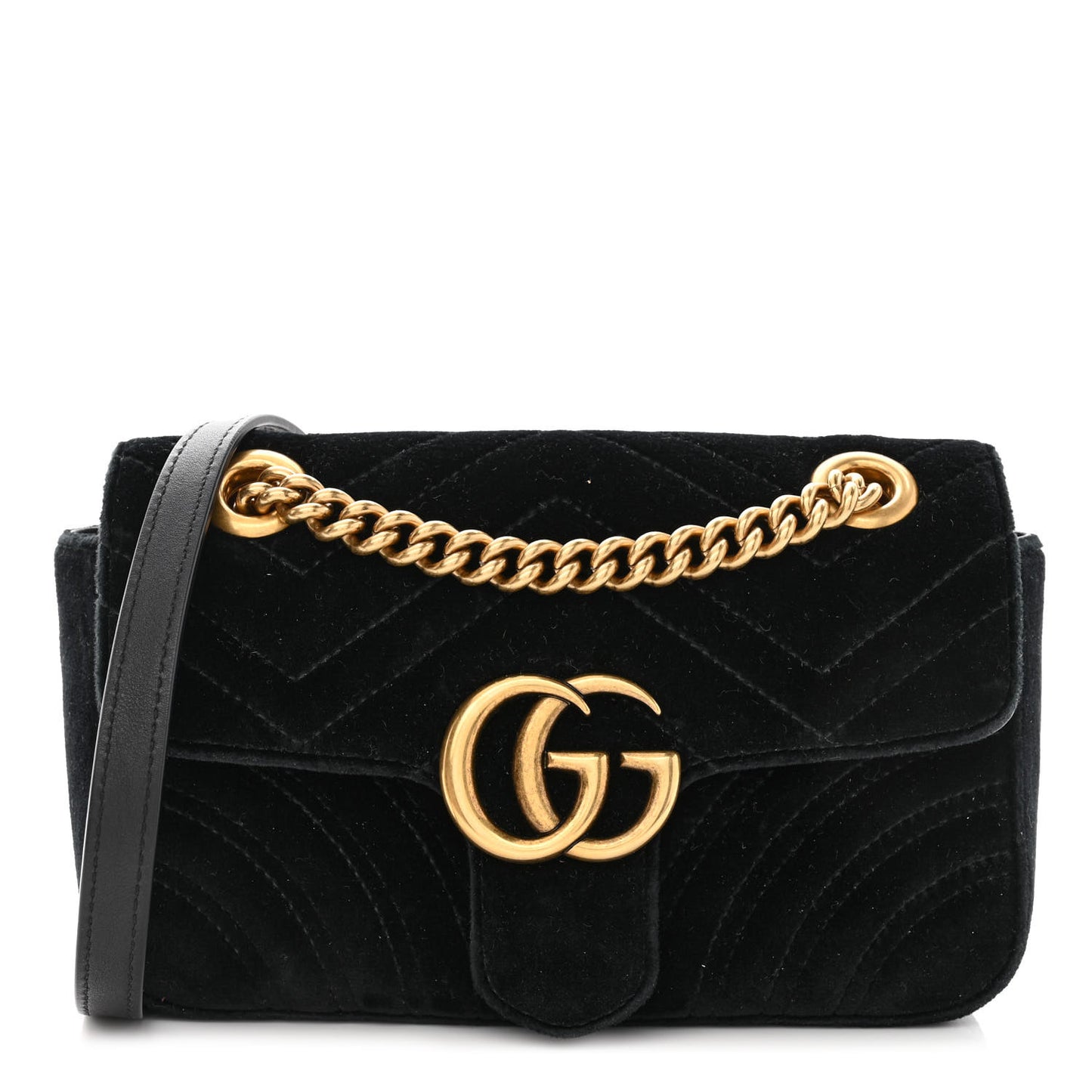 Velvet Matelasse Mini GG Marmont Shoulder Bag Black