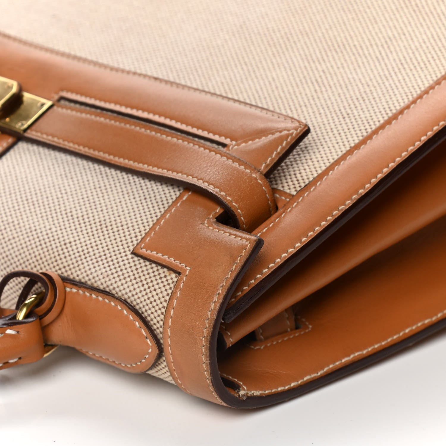 Hermes Peau Porc Toile Kelly Sellier 32 Gold 13 of 29