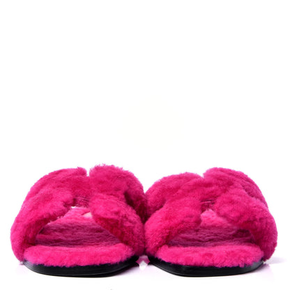 Hermes Woolskin Oran Sandals 36 Rose Fuchsia 2 of 6