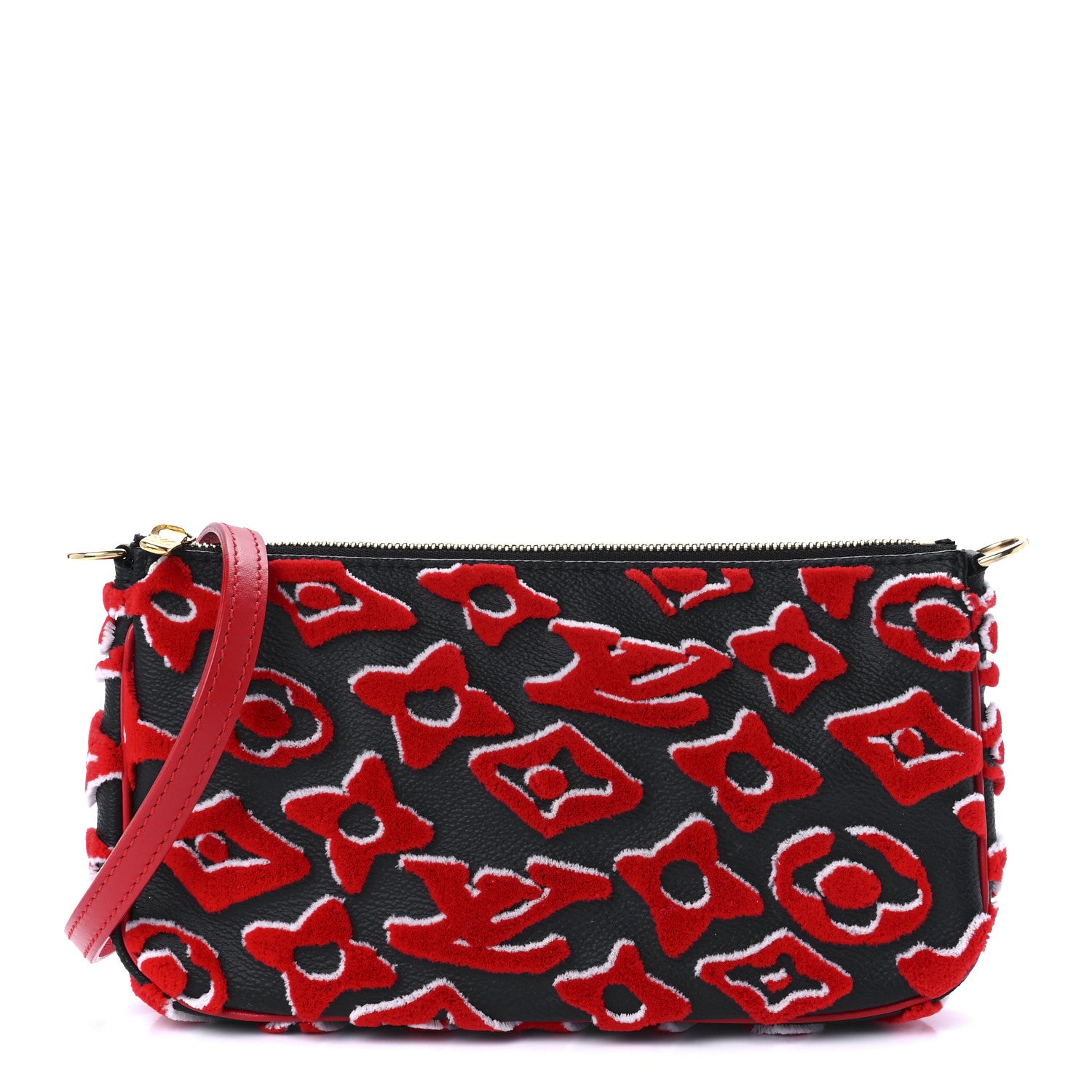 Louis Vuitton X UF Tufted Monogram Pochette Accessories Black Red 1 of 11