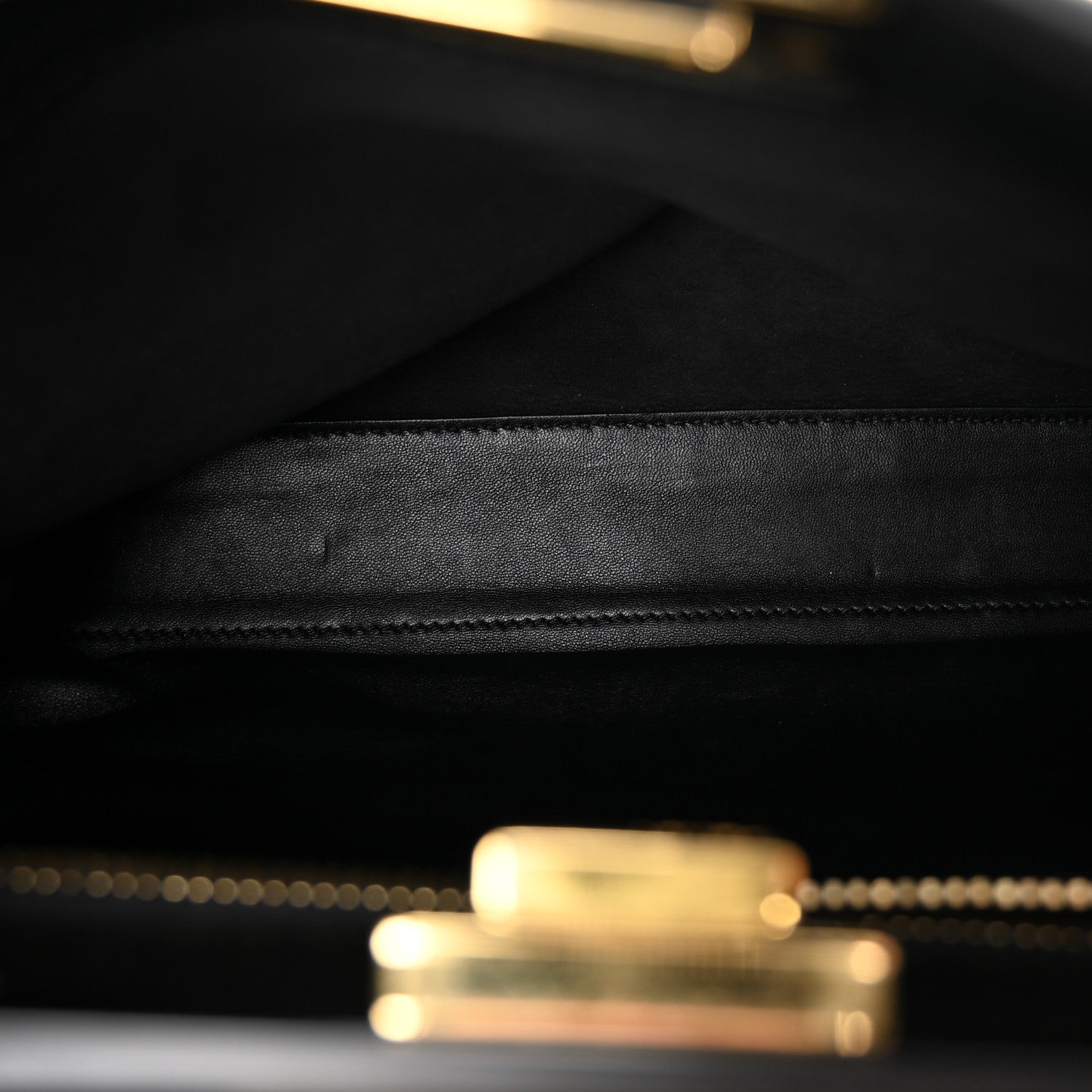 Fendi Vitello Seta Shiny Nappa Medium Peekaboo Iconic Satchel Black 6 of 10