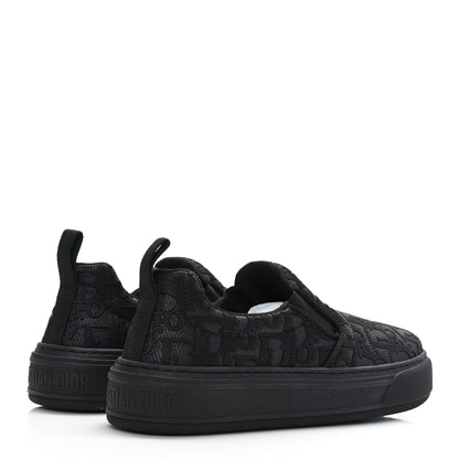 Christian Dior Shiny Technical Fabric Oblique Embroidered Womens Solar Slip On Sneakers 37 Black 4 of 8