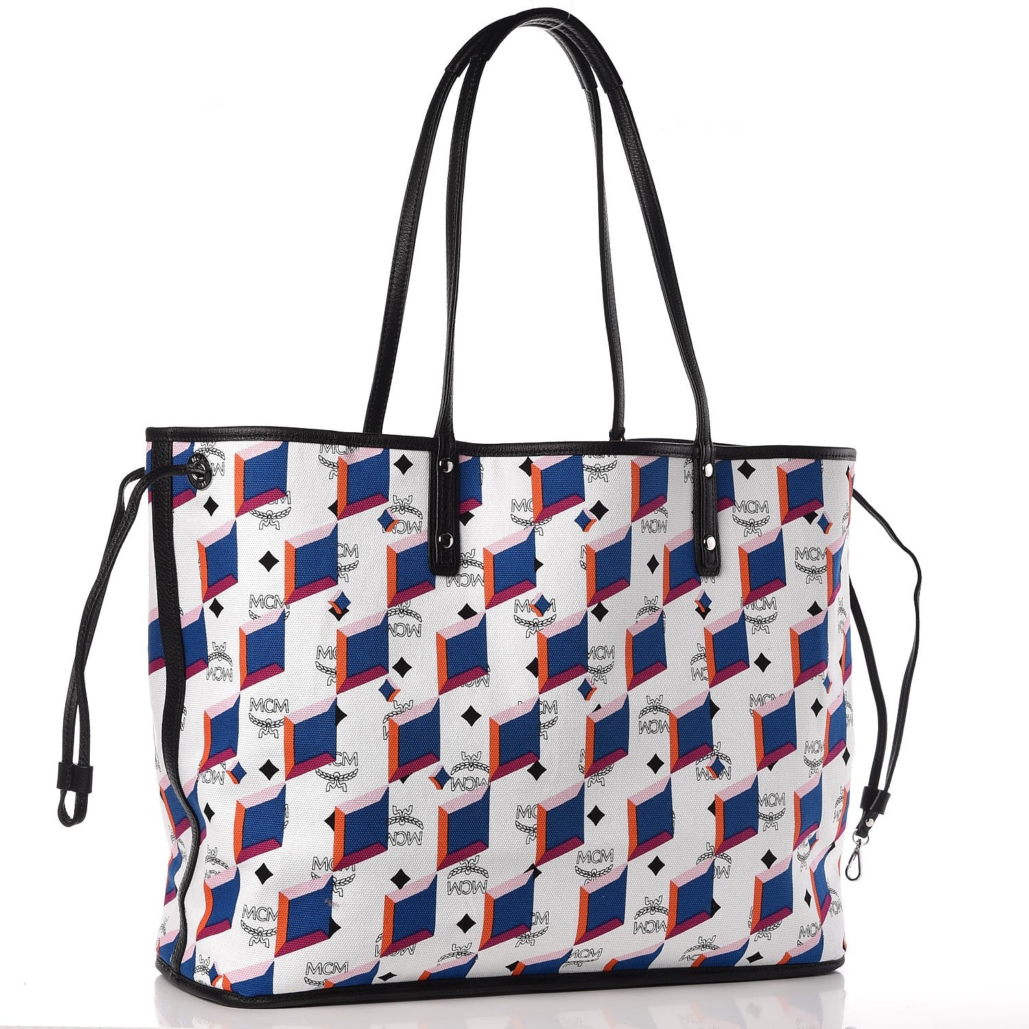 MCM Visetos Reversible Shopper Tote Blue 6 of 16