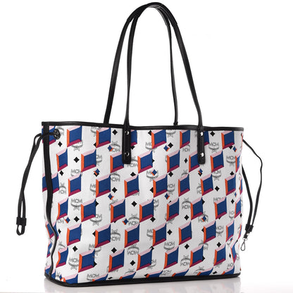 MCM Visetos Reversible Shopper Tote Blue 6 of 16