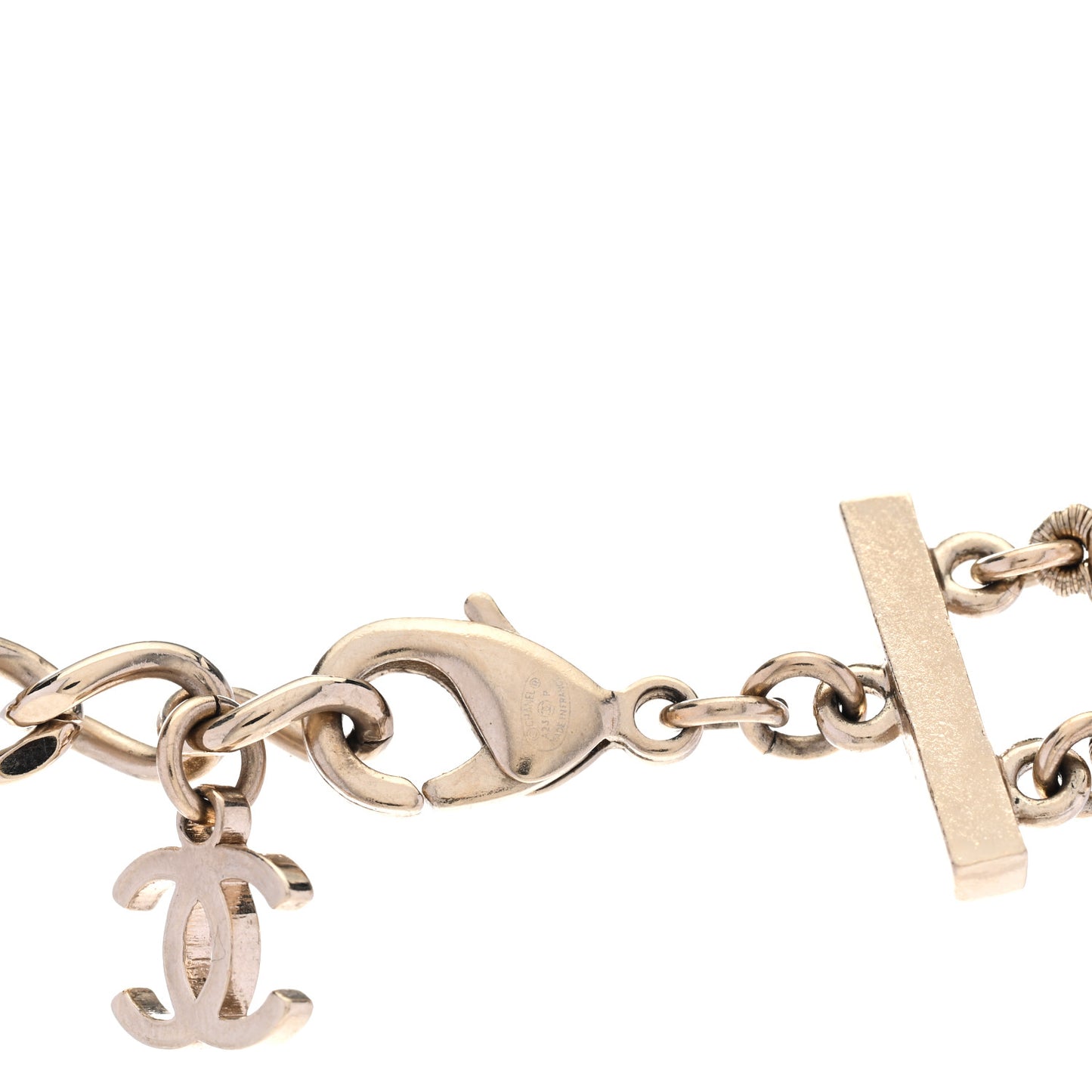 CC Crystal Square Pendant Lock Choker Necklace Gold