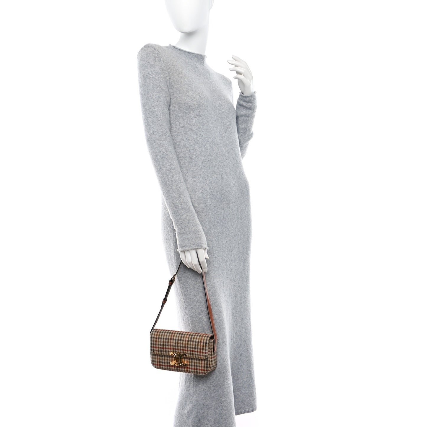 Tweed Calfskin Triomphe Shoulder Bag Multicolor